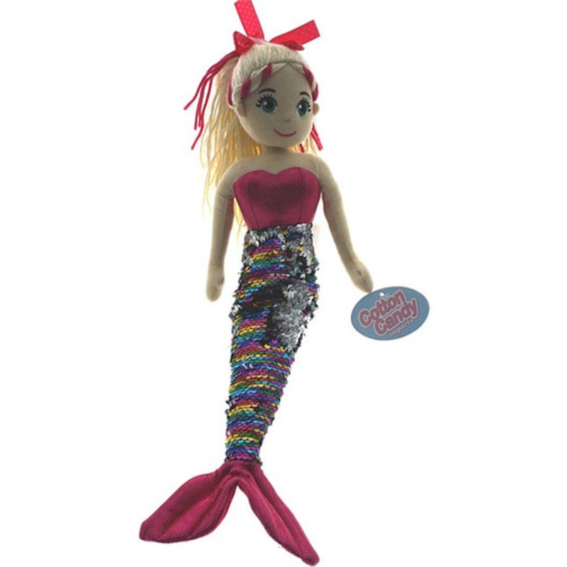 Cotton Candy – 45cm Isla Pink Rainbow Flip Sequined Tail Mermaid