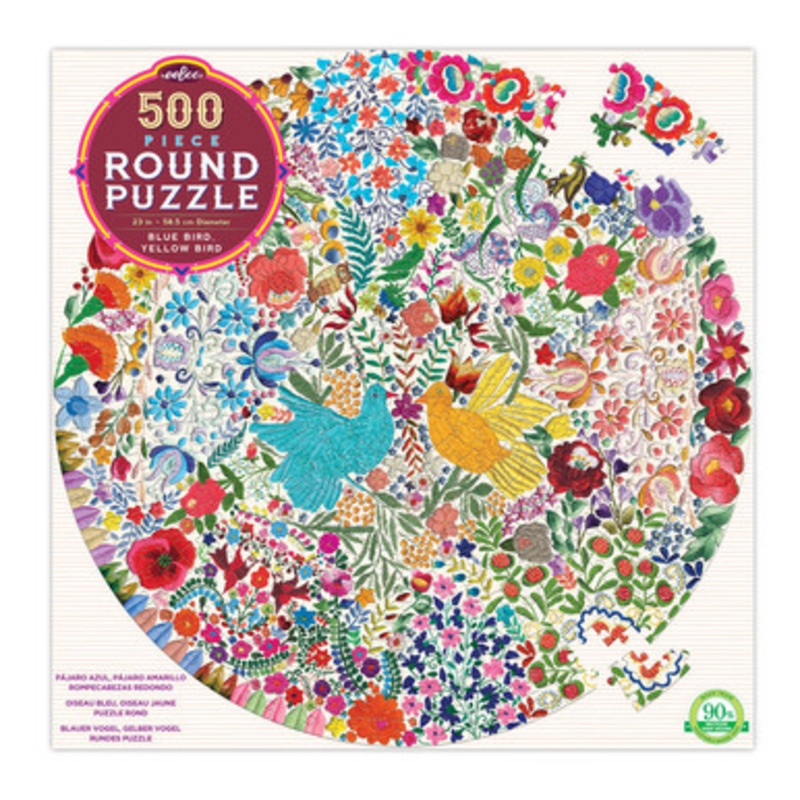 eeBoo 500pc – Blue Bird, Yellow Bird Round Puzzle