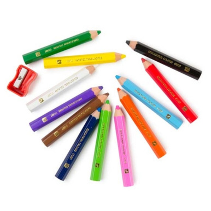 Educational Colours – Stubby Washable Colouring Pencil (12 pack) & Sharpener