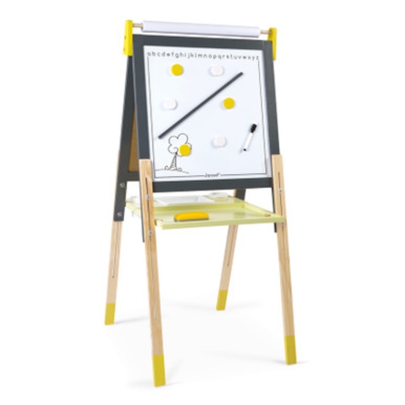 Janod – Height Adjustable Black/White Board Easel – Grey