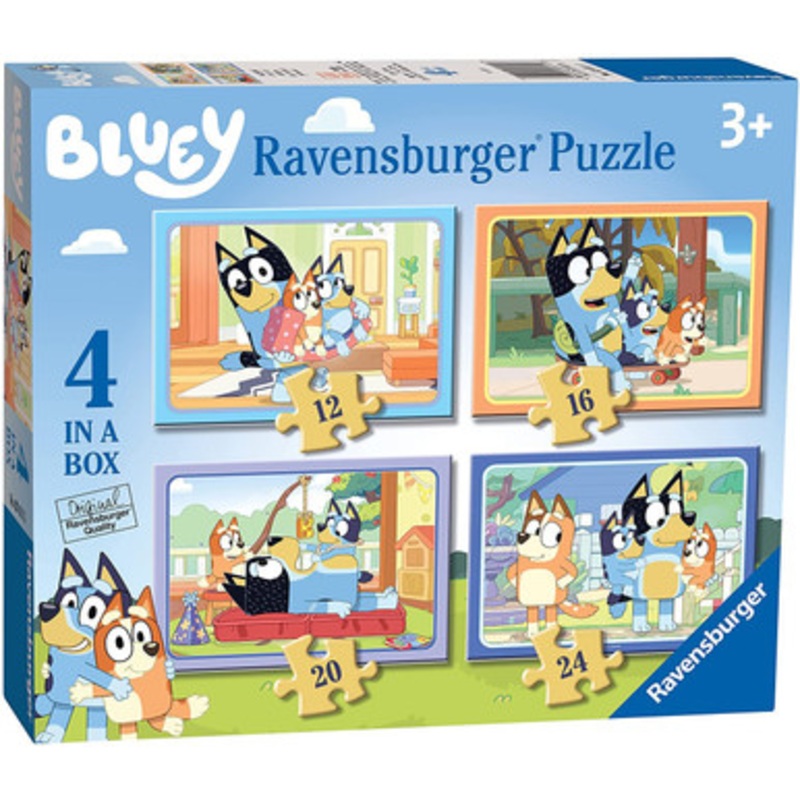 Ravensburger  – Bluey Let’s Do This! 4 in a Box – 12, 16, 20, 24pc Puzzles