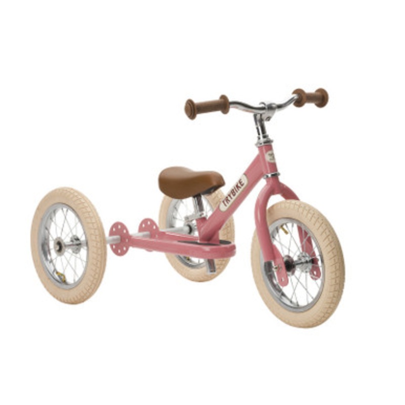 Trybike – Matte Pink Vintage with Cream Tyres and Chrome (3 wheel)